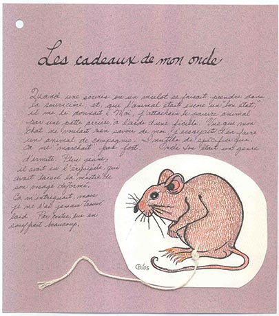 Souris avec fil � la patte.