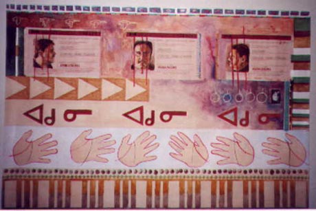 C'est encore un autoportrait parlant de mon conflit identitaire. La répétition de ma carte d'Indien statué symbolise qui je suis vis-à-vis du gouvernement. Parfois je sens que sans cette carte, je n'aurais pas d'identité. Cette carte nous sépare, les miens et moi, du reste de la population de notre pays. Je pense que cette carte ne fait que confirmer que nous sommes différents, affermissant l'image de «l'Indien d'Hollywood» ou de «l'Indien de John Wayne». La main symbolise le temps et la vie. Les lignes verticales symbolisent le sentiment que j'ai d'être prisonnier de cette identité et de cette carte.