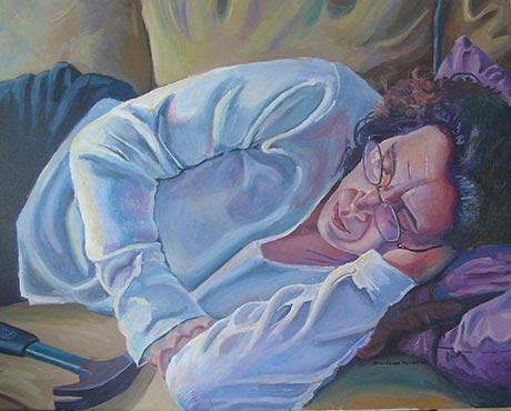 This deals with women issues such as feminism, struggles, power, fertility or the loss of fertility. The interpretations of this works are numerous. It all depends how one connects the idea of sleep and the hammer close to the woman as she rests.